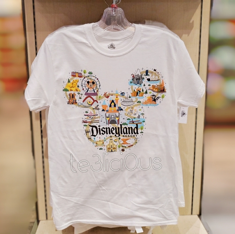 DISNEYLAND MICKEY MOUSE MAP PARK ICONS T-SHIRT - Picture 1 of 3